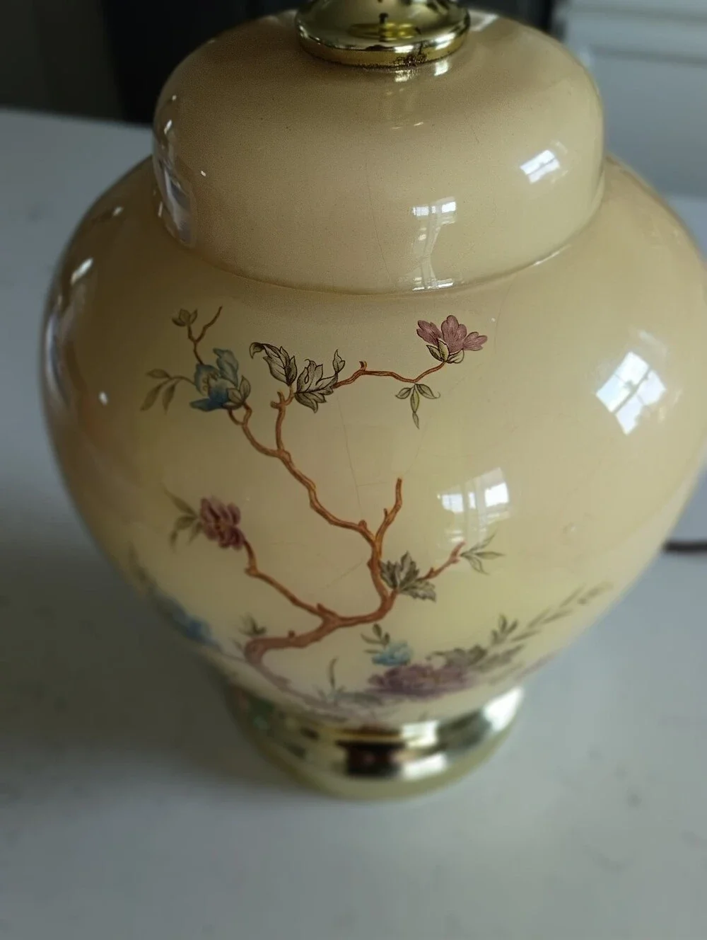 Vintage Floral Ginger Jar Table Lamp.